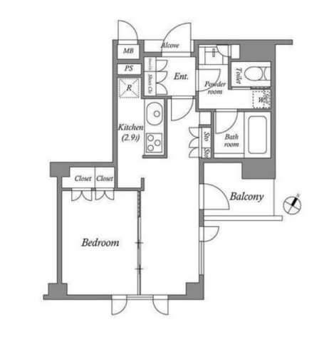 港区南麻布のマンションの間取り