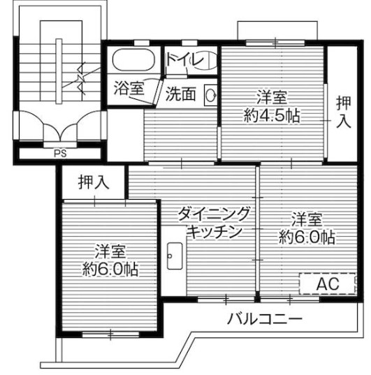 ビレッジハウス 千津ヶ谷 3号棟の間取り