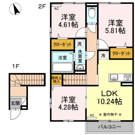 前橋市下大島町のアパートの間取り