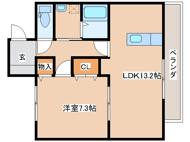 都城市一万城町のアパートの間取り