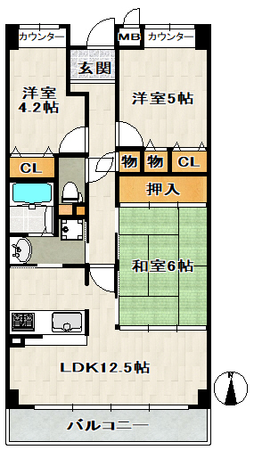 パセオ清荒神の間取り