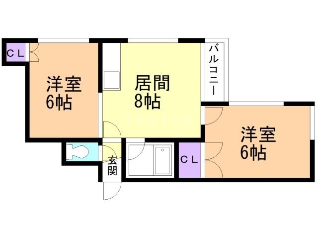 札幌市東区北三十条東のマンションの間取り