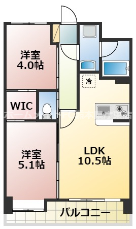 熊本市中央区水前寺のマンションの間取り