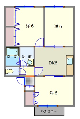 仙台市宮城野区岩切のアパートの間取り