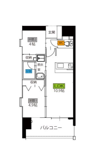 福岡市博多区石城町のマンションの間取り