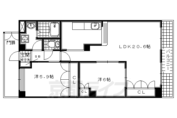 フロント木津の間取り