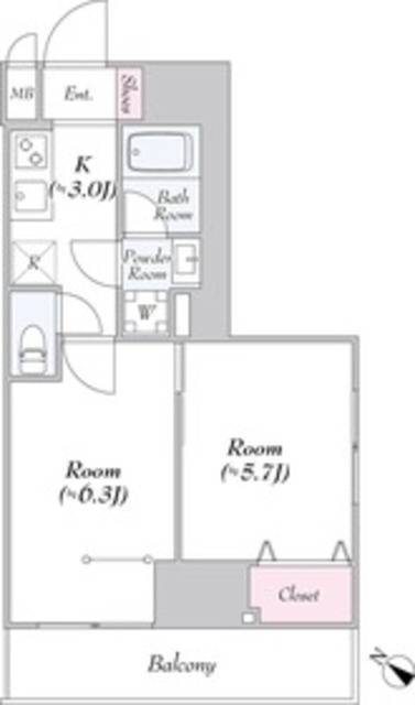 町田市中町のマンションの間取り