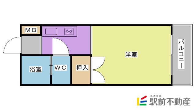 ＪＲ久大本線 久留米大学前駅 徒歩3分 3階建 築38年の間取り写真