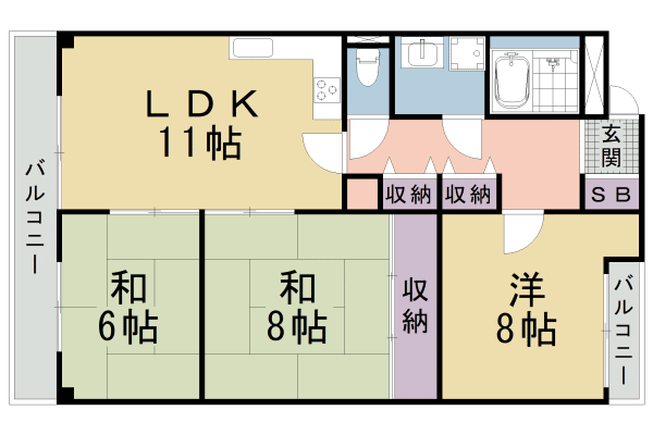 京都市中京区晴明町のマンションの間取り