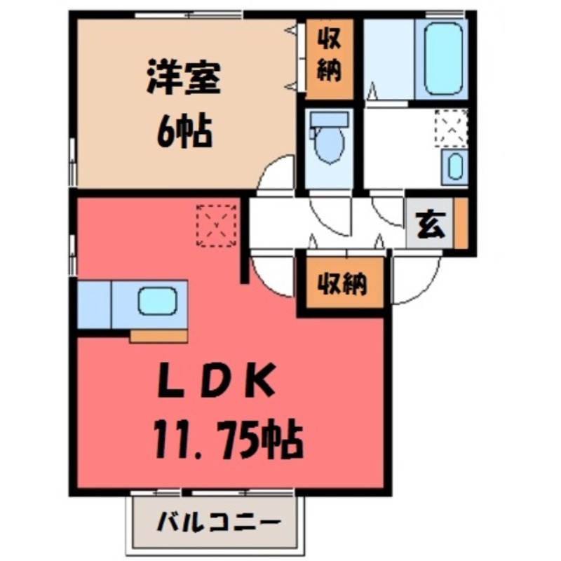 筑西市小川のアパートの間取り