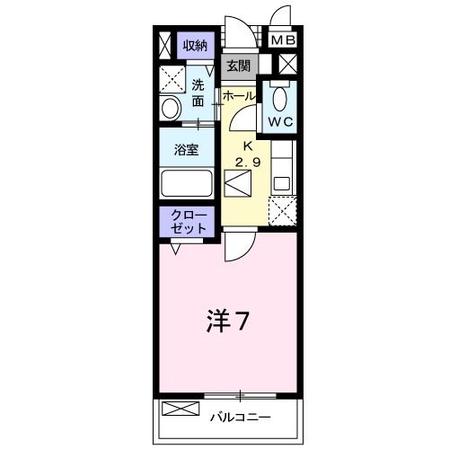 枚方市楠葉面取町のアパートの間取り