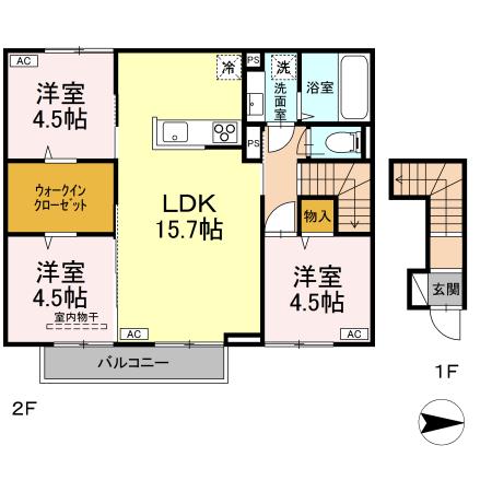 福山市本庄町中のアパートの間取り