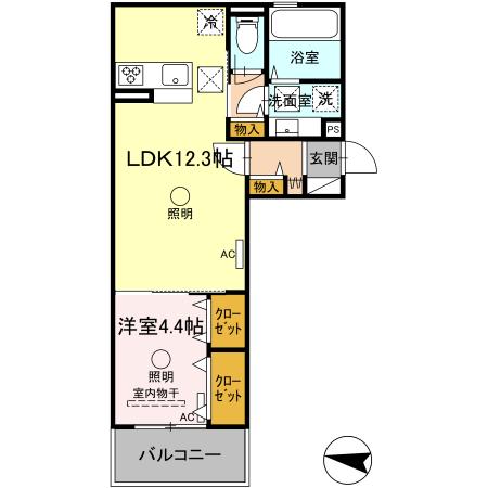 熊本市中央区出水のアパートの間取り