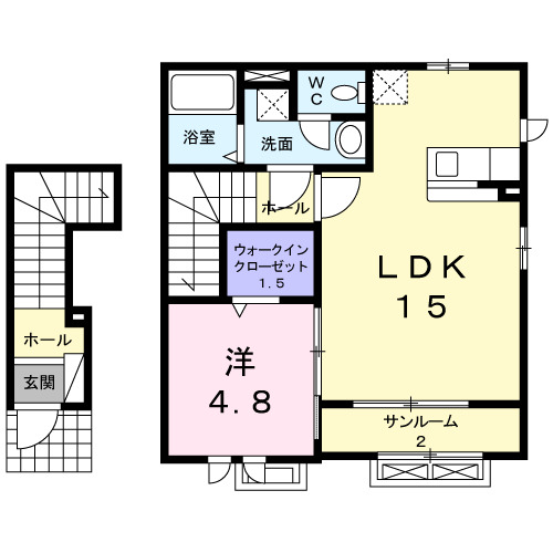 富山市豊田本町のアパートの間取り