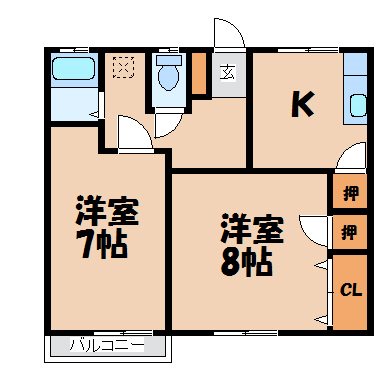 松本市大字惣社のアパートの間取り