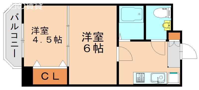 北九州市小倉北区馬借のマンションの間取り