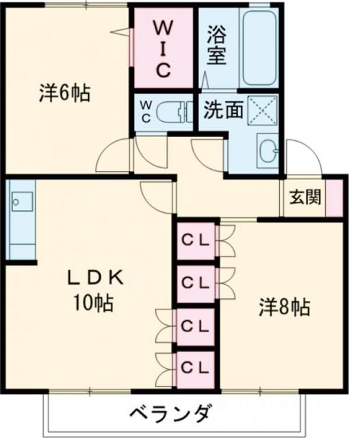 徳島市南二軒屋町のアパートの間取り