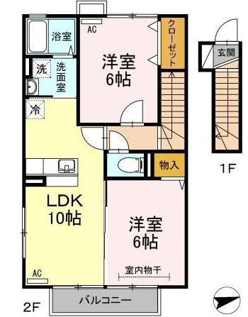 山形市あずま町のアパートの間取り