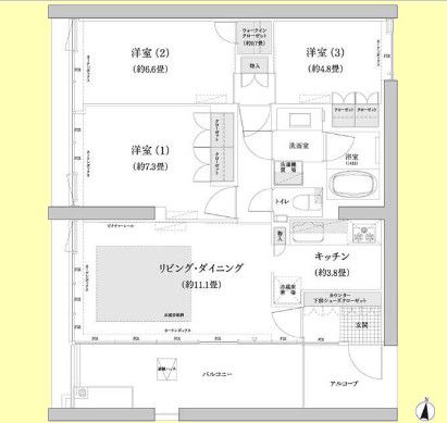 世田谷区砧のマンションの間取り