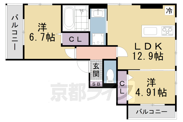 木津川市木津のアパートの間取り