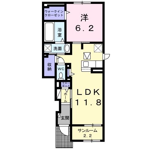 八戸市大字市川町のアパートの間取り