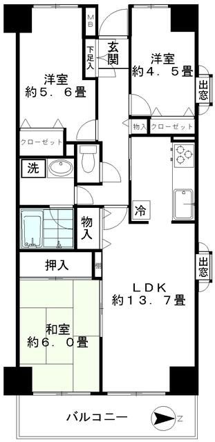 江東区北砂のマンションの間取り