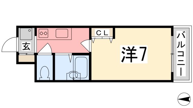 姫路市伊伝居のマンションの間取り