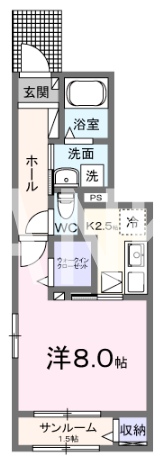 倉敷市神田のアパートの間取り