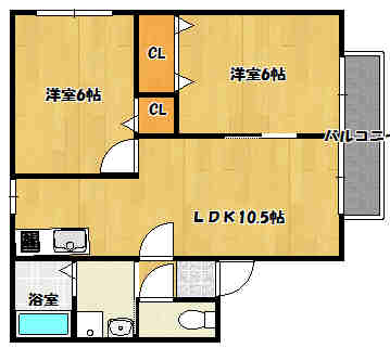 明石市大蔵天神町のアパートの間取り