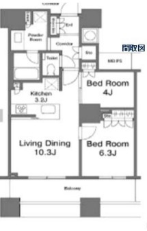 新宿区西新宿のマンションの間取り