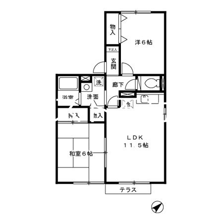 薩摩川内市中郷のアパートの間取り