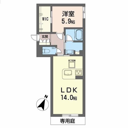 熊本市北区武蔵ケ丘のアパートの間取り