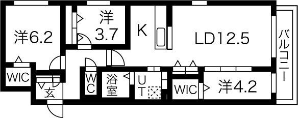 札幌市白石区南郷通のマンションの間取り