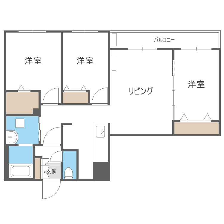 札幌市西区発寒十五条のマンションの間取り