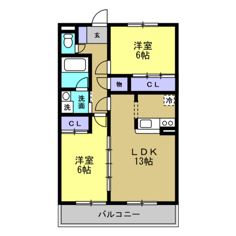 半田市有楽町のマンションの間取り