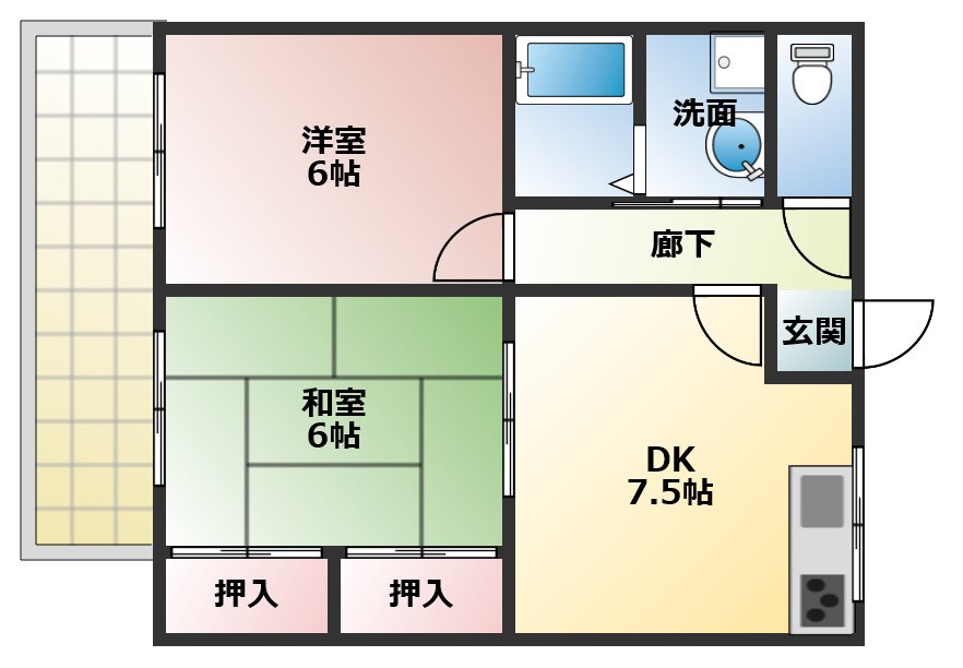 明石市魚住町中尾のマンションの間取り