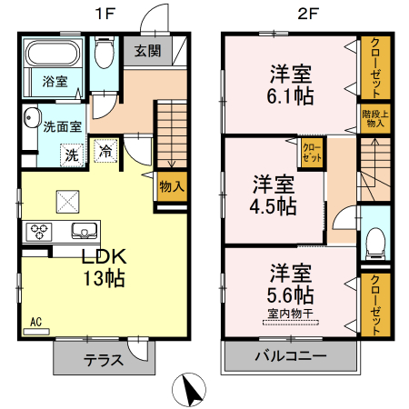 大野城市中央のアパートの間取り