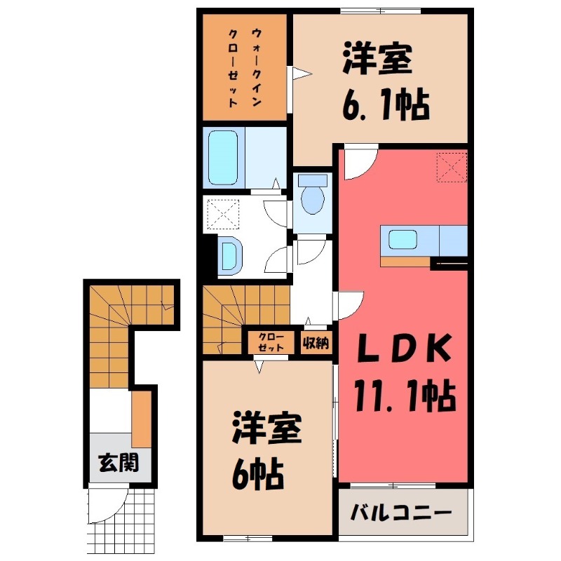 太田市大原町のアパートの間取り