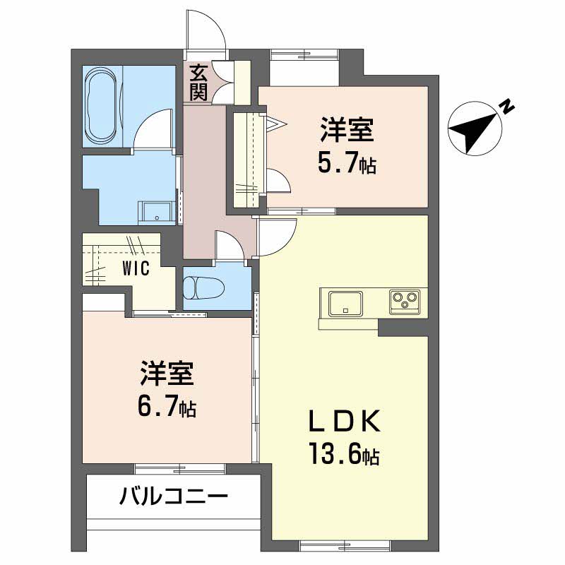 高知市高須のマンションの間取り