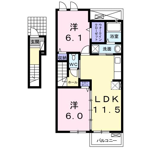 伊万里市二里町中里甲のアパートの間取り