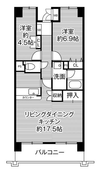 ビレッジハウス京ヶ峰タワー1号棟の間取り写真