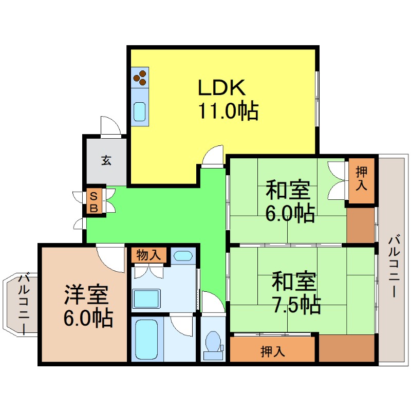 地下鉄東山線 覚王山駅 徒歩3分 4階建 築38年の間取り写真