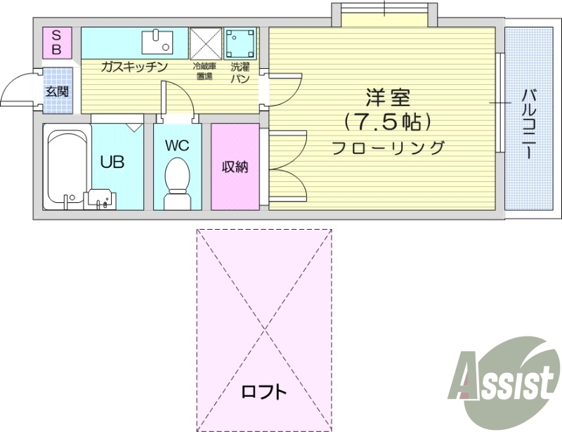 仙台市泉区山の寺のアパートの間取り