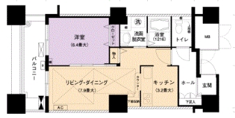 名古屋市中村区名駅のマンションの間取り