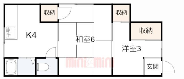 神戸市須磨区天神町のアパートの間取り