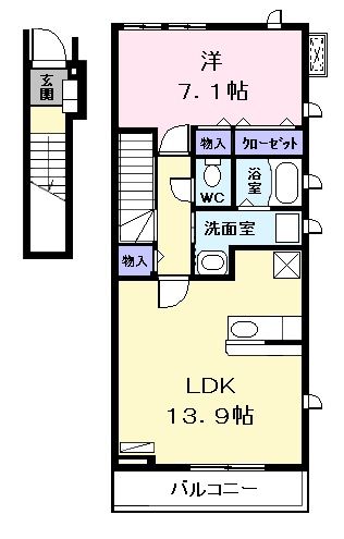 名古屋市中川区中野新町のアパートの間取り