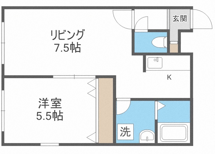 北海道札幌市白石区東札幌一条６（マンション）の賃貸物件の間取り