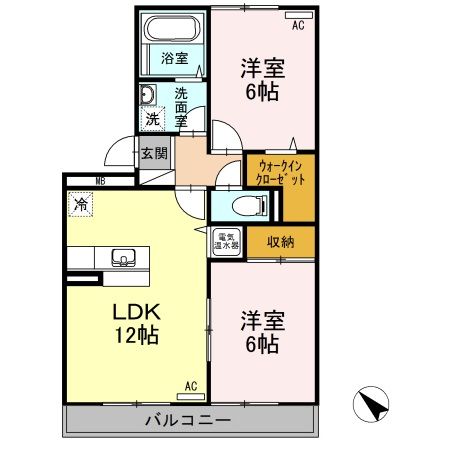 新潟市江南区元町のアパートの間取り