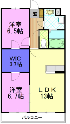 サニーサイド戸祭 2の間取り