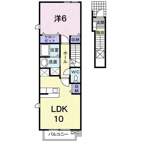 松山市古川西のアパートの間取り